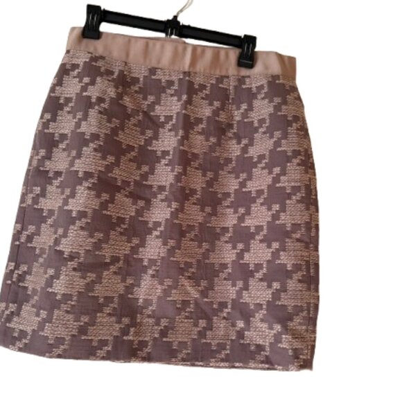 Loft Mauve & Lavendar Houndstooth Pencil Skirt - Fully Lined - 8 - Picture 3 of 6